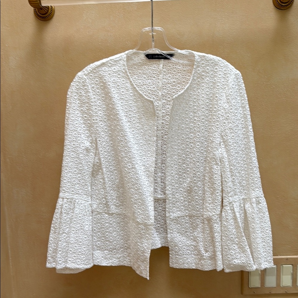 Zara White Eyelet Women's Top